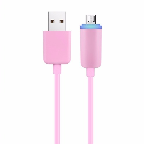 VCOM USB 2.0, Micro USB kábel 1m világító csatlakozóval, PINK