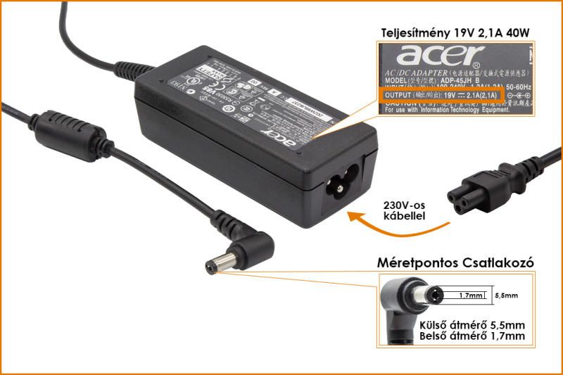 Acer 19v 2.1A 40W gyári adapter