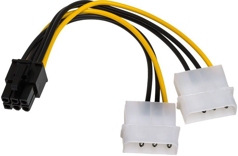 2 x Molex tápkábel → PCI Express 6 pin átalakító