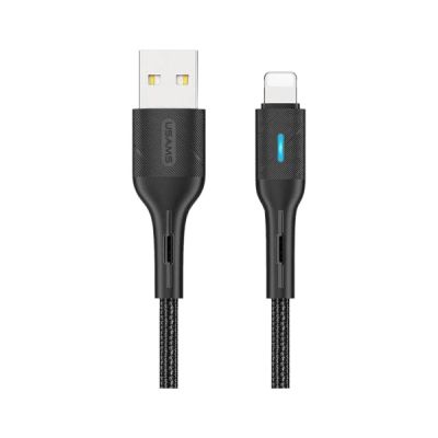 Lightning → USB kábel 1,2m (fekete) 2.0A LED